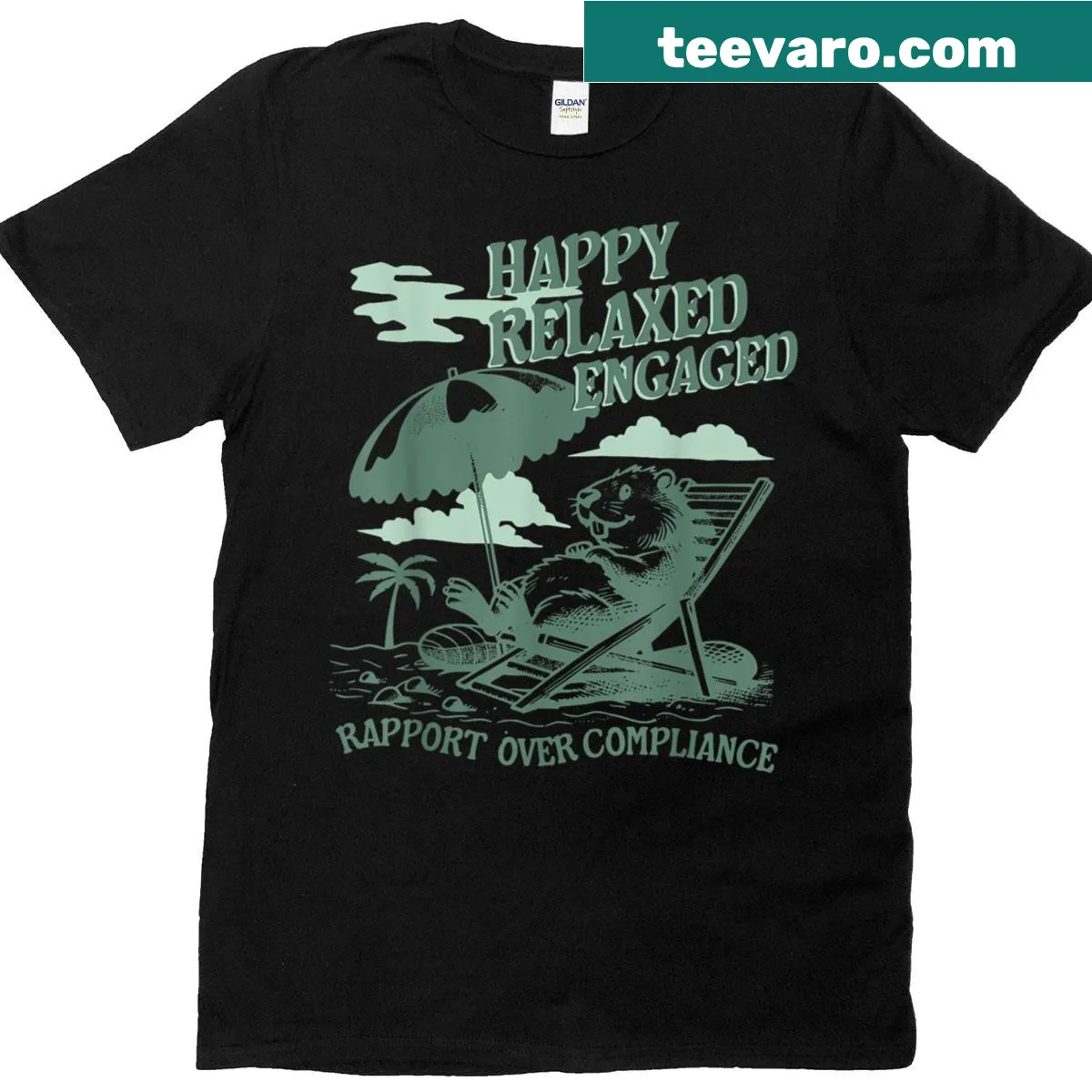 Cute retro beaver design with ABA theme on T-shirt — on a men's t-shirt