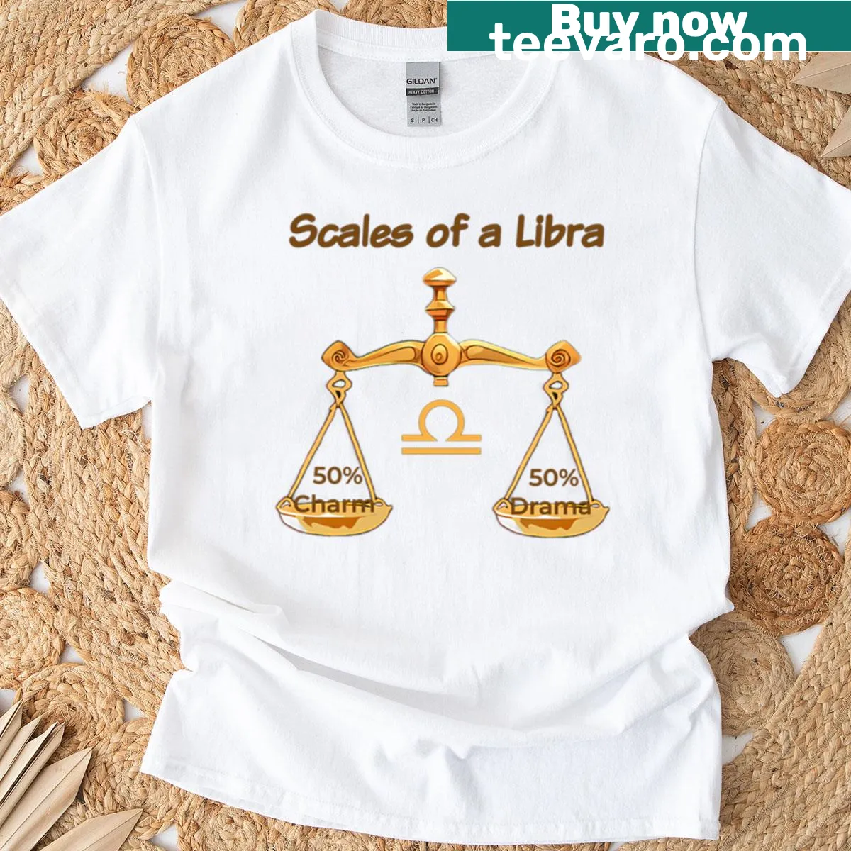 Artistic Libra scales graphic on a T-shirt for astrology lovers. — on a men's t-shirt