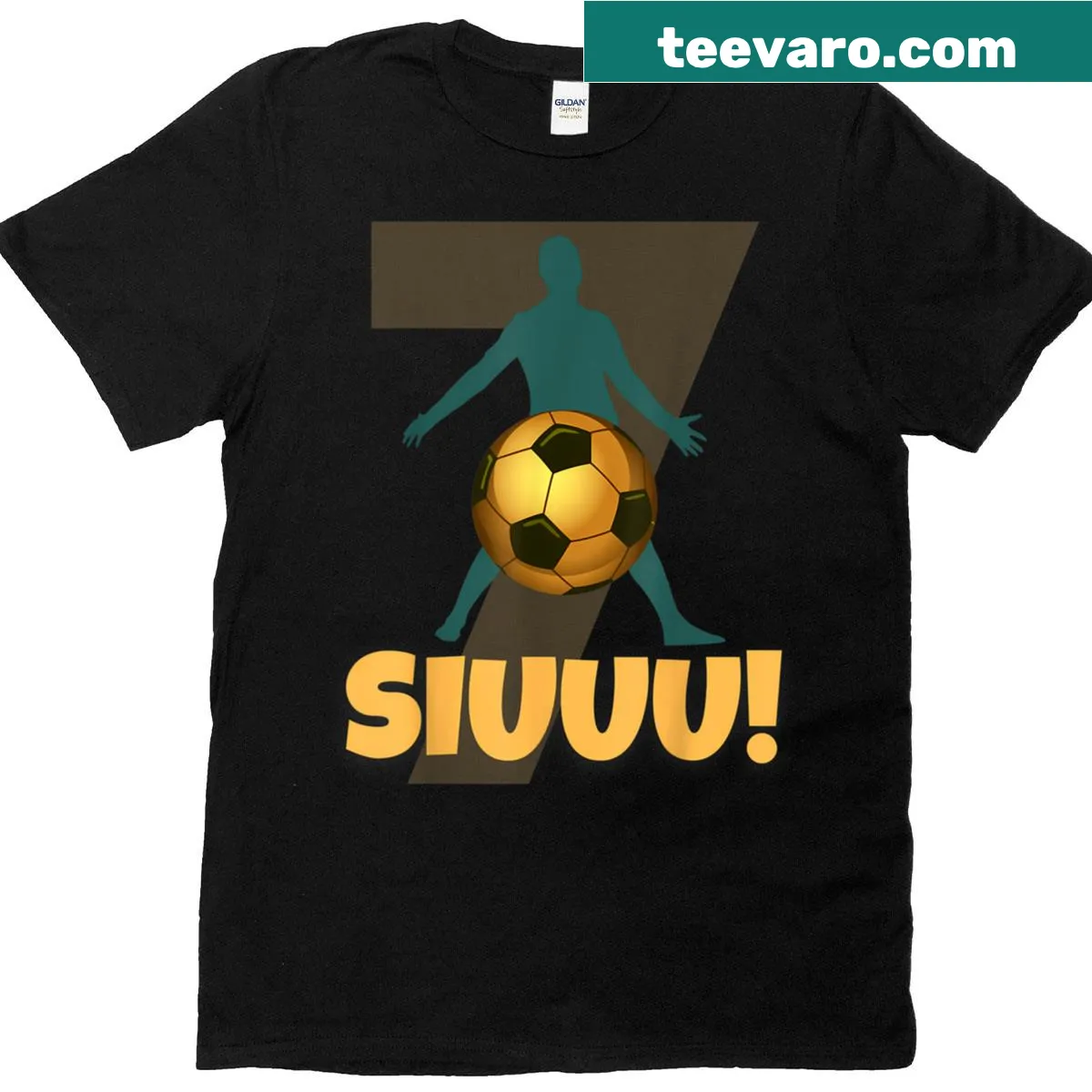 Funny 'Siuuu' soccer design on T-shirt — on a men's t-shirt