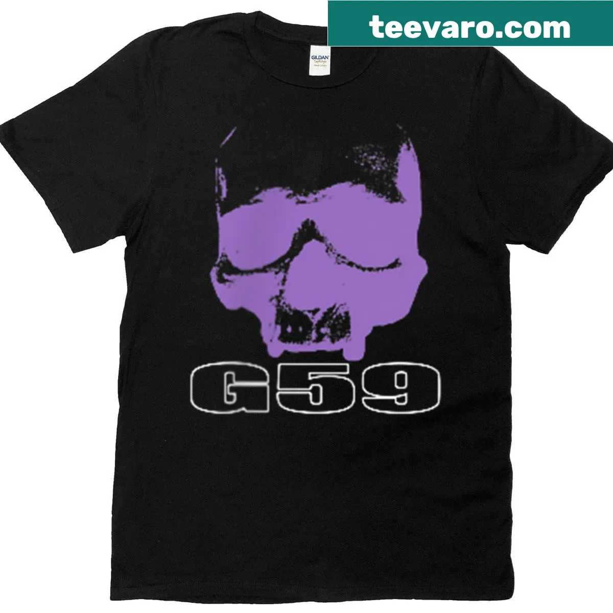 Retro T-shirt featuring two-sided skull graphics — on a men's t-shirt