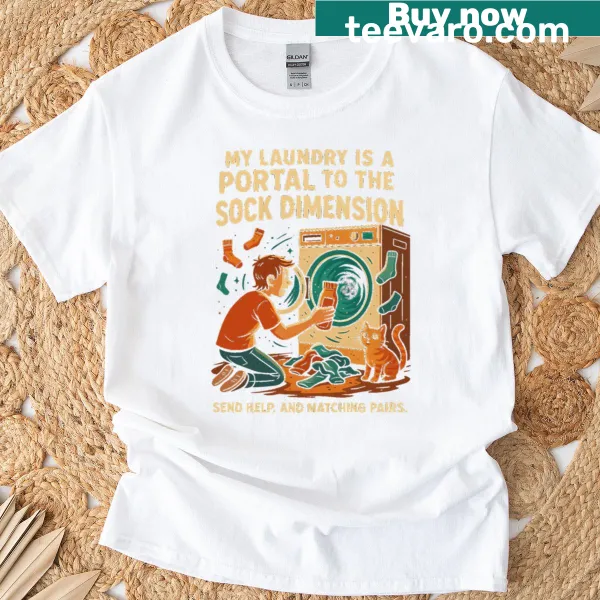 Playful oversized T-shirt with 'Sock Dimension' text