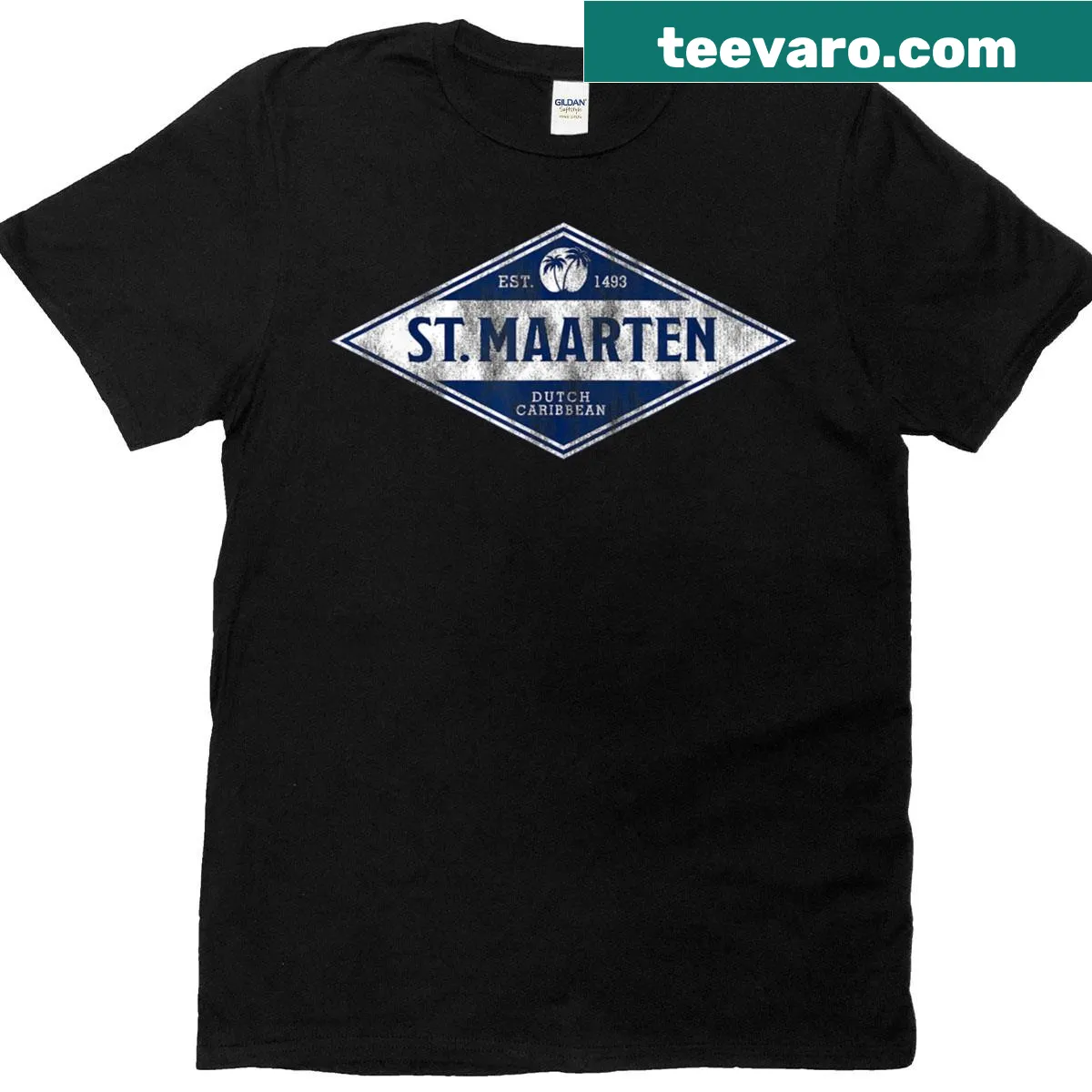 Vintage badge design St Maarten souvenir t-shirt for cruise lovers — on a men's t-shirt