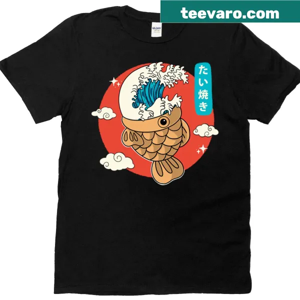 Illustration of taiyaki dessert splashing on t-shirt