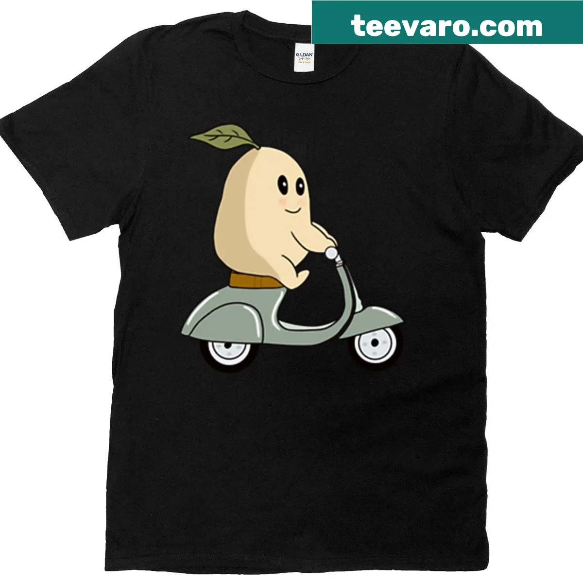 Cartoon illustration of a Vespa scooter on t-shirt — on a men's t-shirt