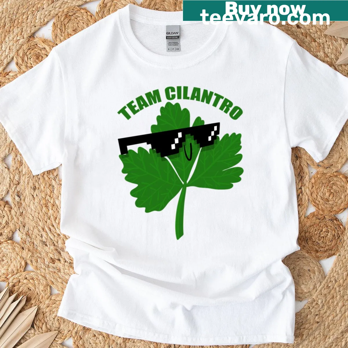 Cilantro-themed T-shirt with fun text — on a men's t-shirt