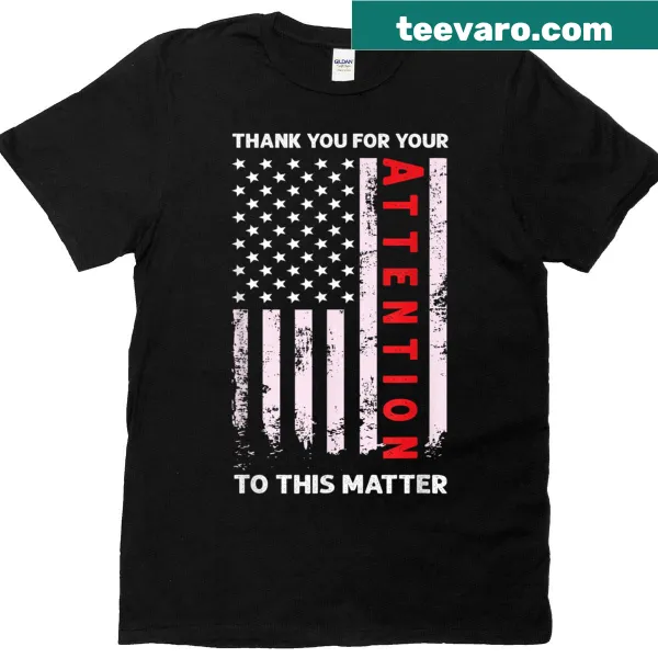 T-shirt featuring American flag and humorous text.