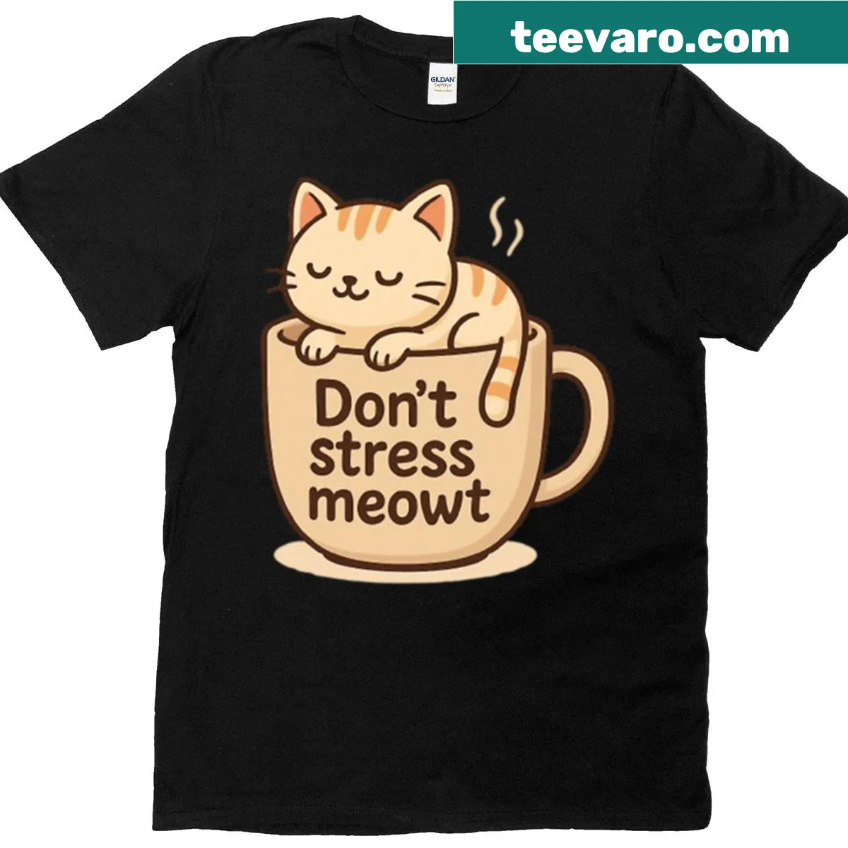 T-shirt featuring an illustration of a resting cat with the phrase The Purrfect Break — on a men's t-shirt