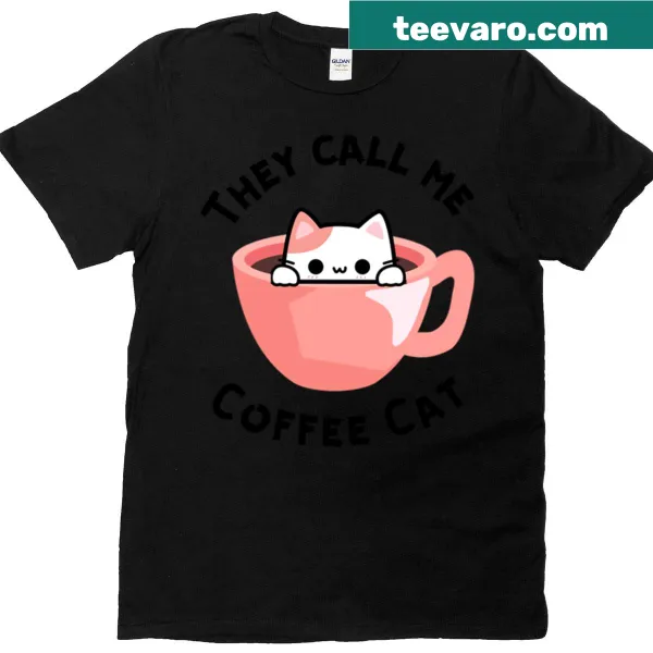 Funny t-shirt featuring a cat swimming in coffee