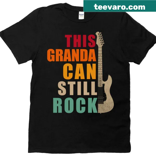 Funny typography shirt: 'This Dad Can Still Rock Musical Guitarist'