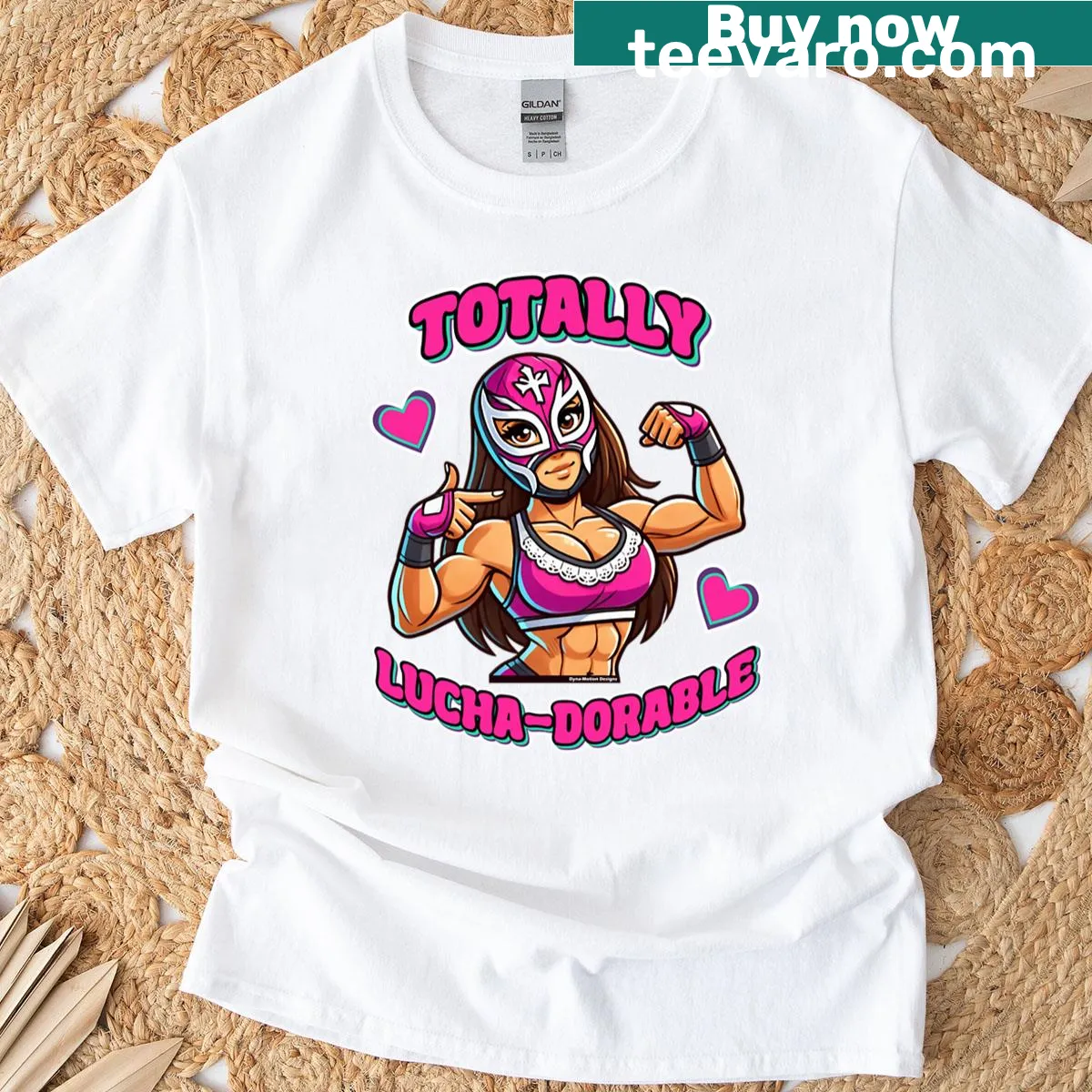 Cute wrestling-themed graphic t-shirt with 'Luchadorable' text — on a men's t-shirt