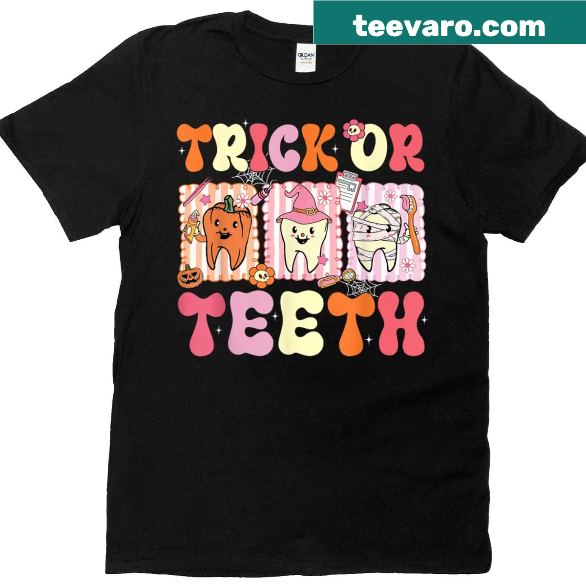 Preppy teacher Halloween t-shirt with retro ghost design — on a men's t-shirt