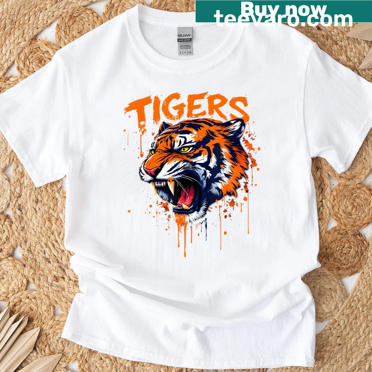 Vintage Tigers personalized name t-shirt — on a men's t-shirt