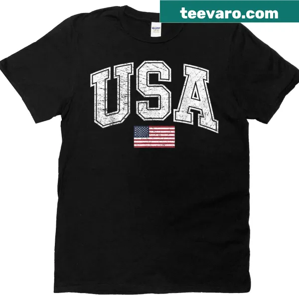 Patriotic T-shirt with vintage USA flag design