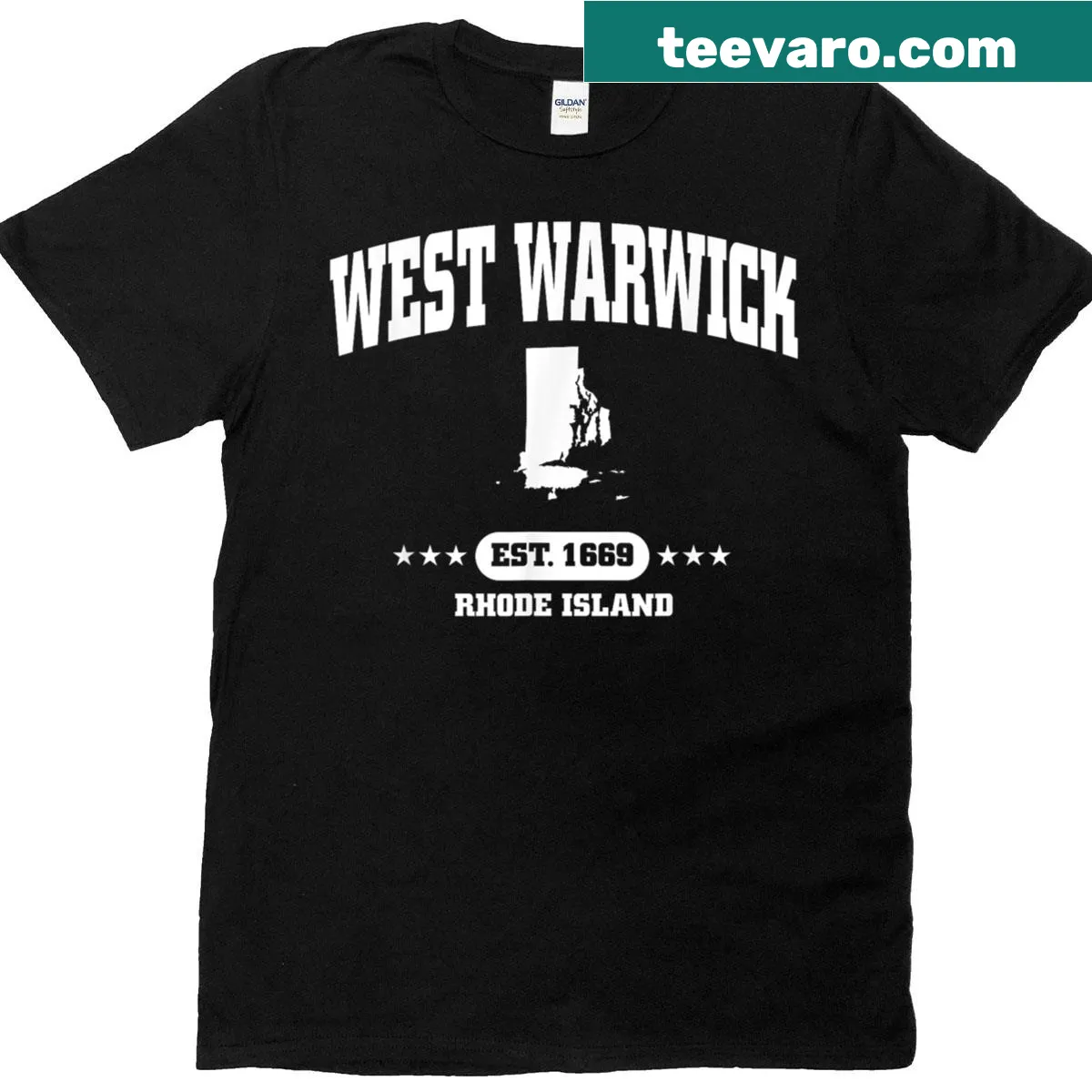 Vintage throwback T-shirt featuring West Warwick Rhode Island — on a men's t-shirt