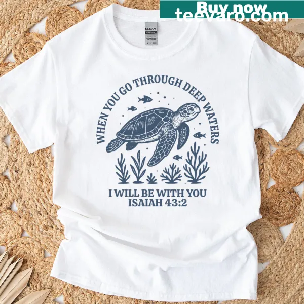 Inspirational turtle graphic T-shirt with a comforting phrase