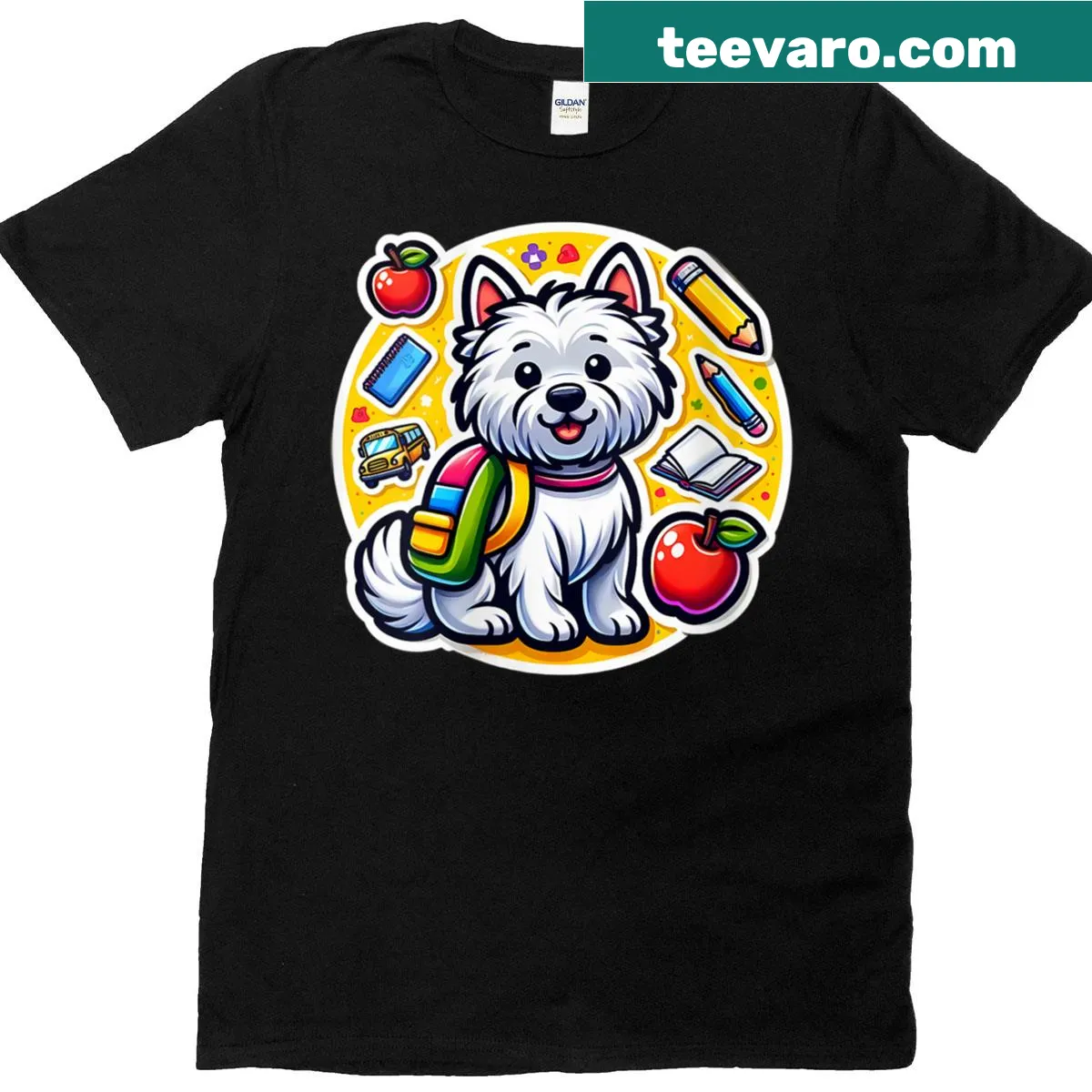 Women's T-shirt featuring a West Highland White Terrier illustration — on a men's t-shirt