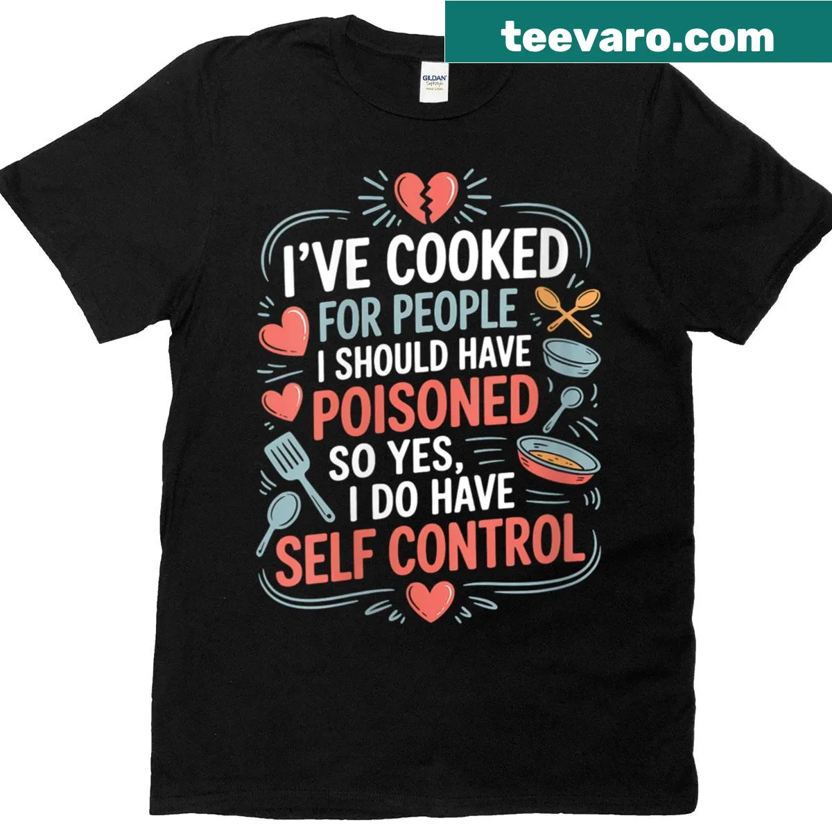 Funny cooking humor t-shirt with cheeky text — on a men's t-shirt