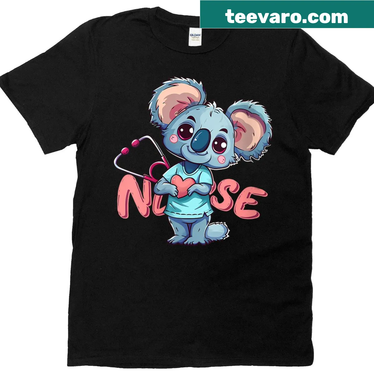 Koala bear with stethoscope graphic nursing t-shirt — on a men's t-shirt