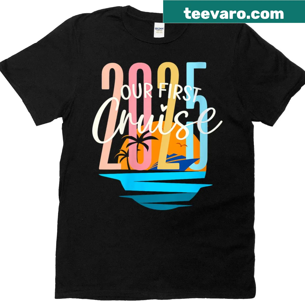 Vintage style matching couples cruise t-shirt for 2025 — on a men's t-shirt