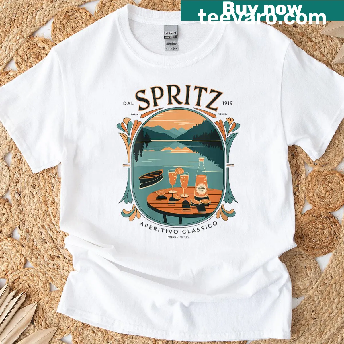 Vintage-style T-shirt celebrating Spritz Veneto cocktail culture — on a men's t-shirt