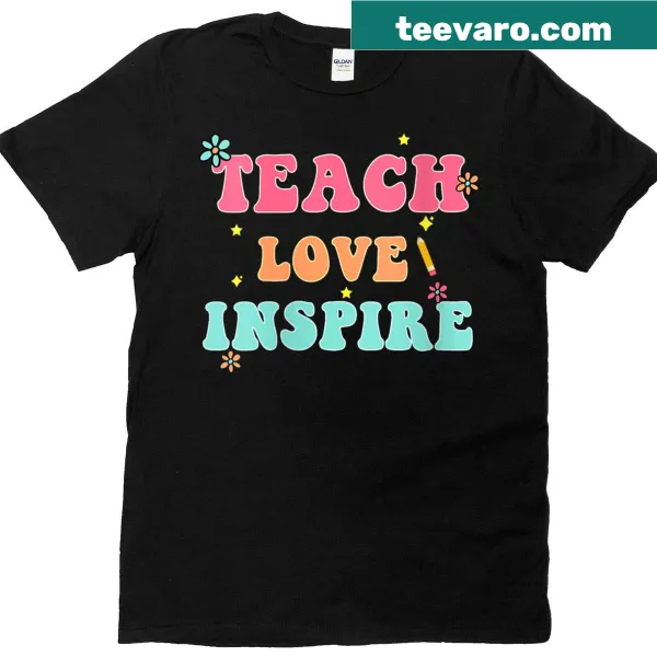 Retro teacher t-shirt with groovy flower design