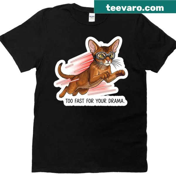 Oversized t-shirt with an Abyssinian cat in turbo mode design