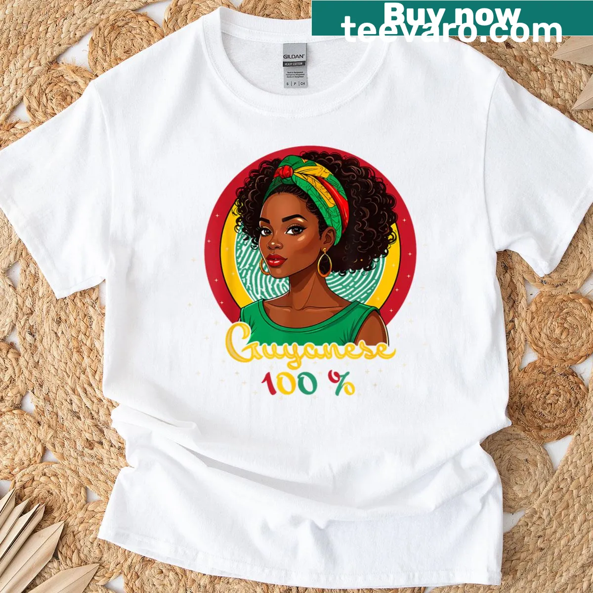 Proud Guyanese girl T-shirt celebrating Guyana's heritage — on a men's t-shirt