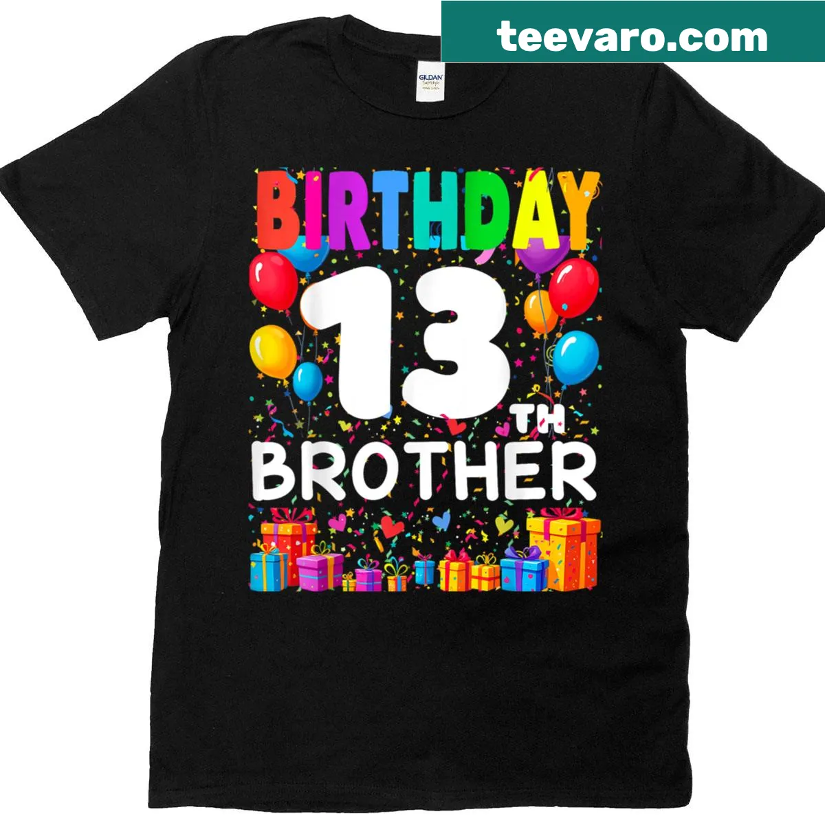 Birthday crew matching T-shirt for a 13-year-old brother — on a men's t-shirt