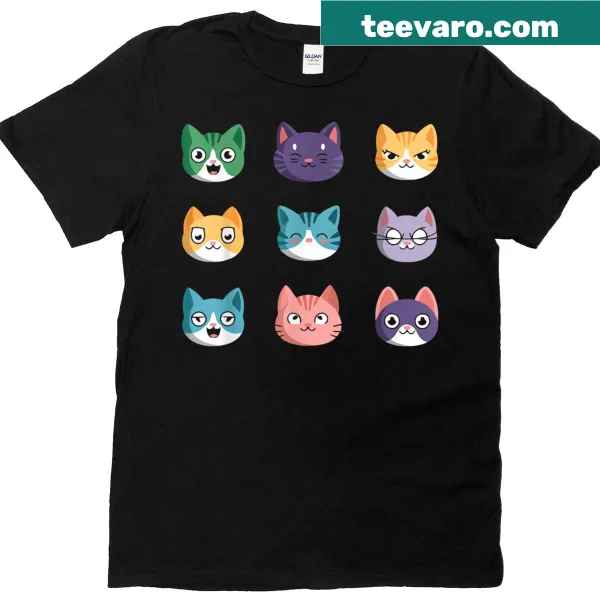 Cute cartoon cats design on a t-shirt for cat lovers