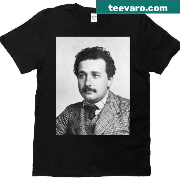 Illustration of Albert Einstein patent office design on t-shirt