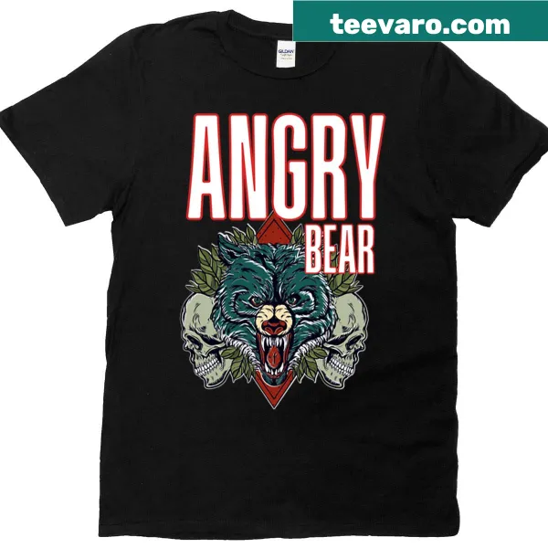 Fierce bear and wolf skulls illustration on a t-shirt