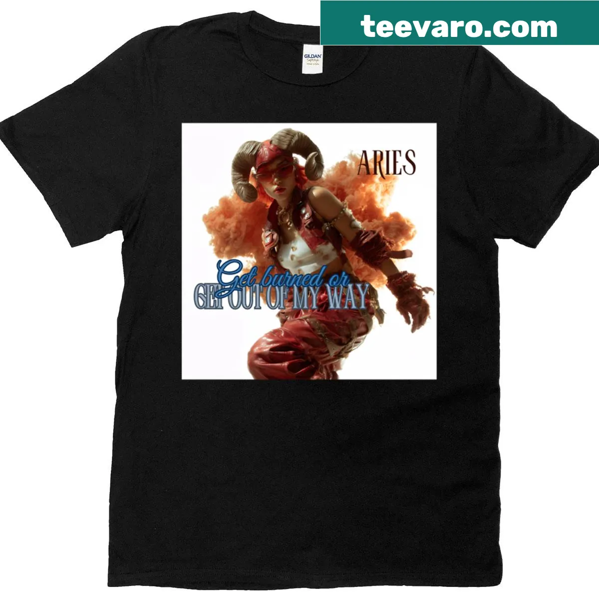 Retro futuristic space girl Aries zodiac oversized t-shirt — on a men's t-shirt