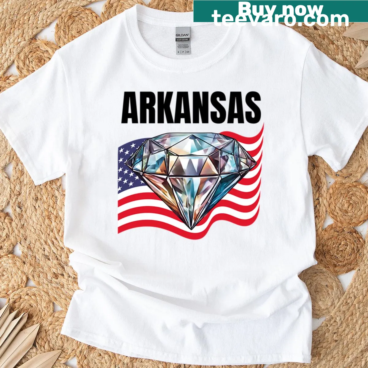Arkansas diamond-themed graphic t-shirt — on a men's t-shirt