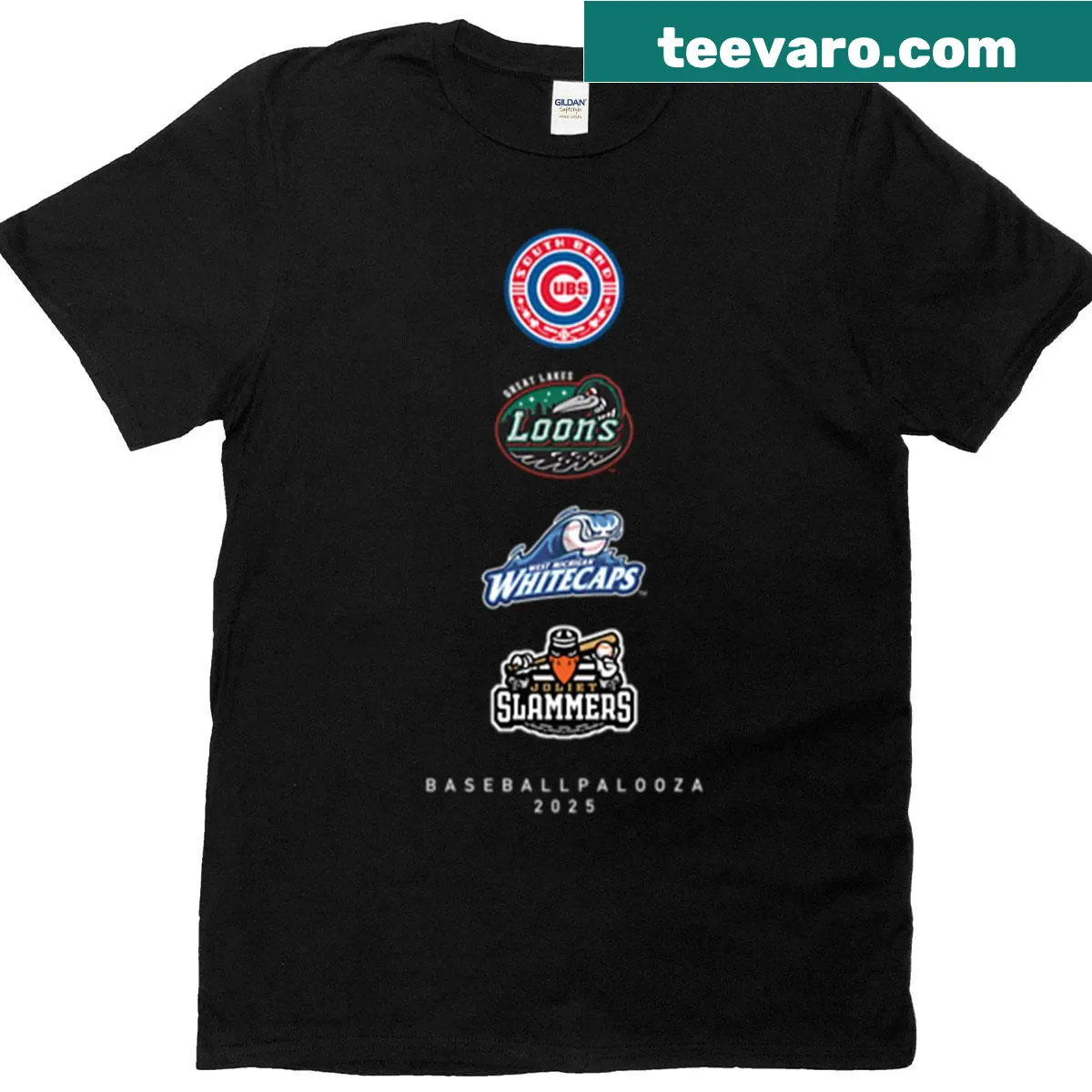 Bold text design for Baseballpalooza 2025 on a T-shirt — on a men's t-shirt