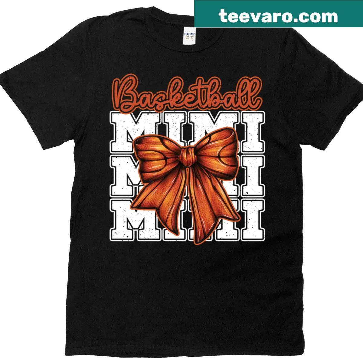 Basketball-themed T-shirt for grandmas with a coquette bow design — on a men's t-shirt