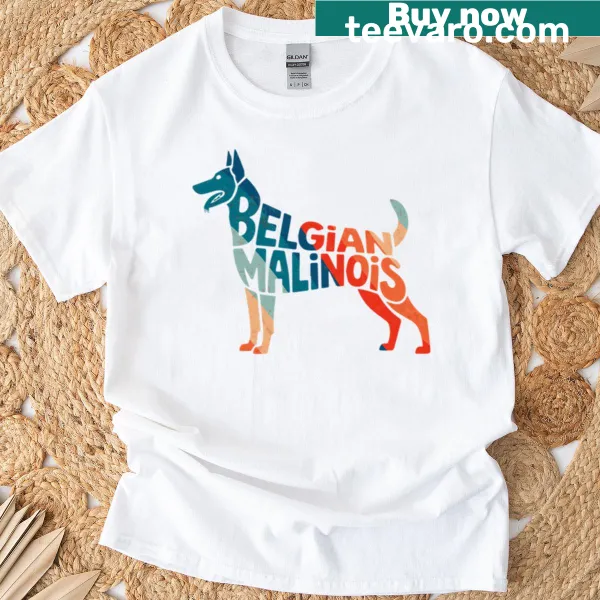 Retro silhouette T-shirt featuring a Belgian Malinois design