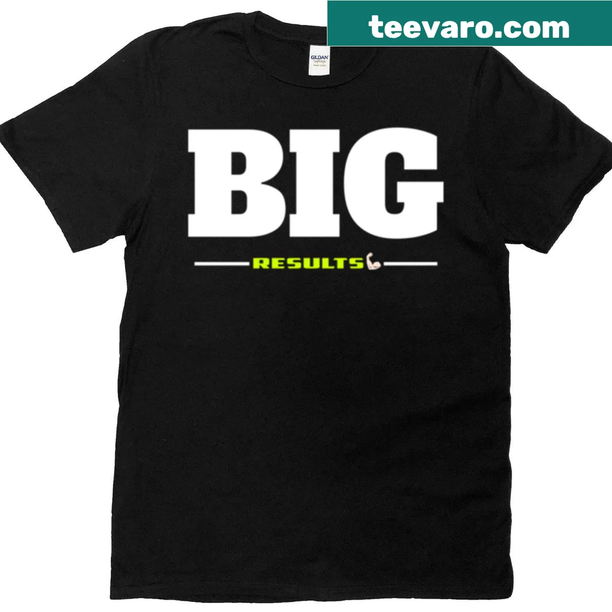 Motivational 'Big Results' T-shirt designed for fitness enthusiasts — on a men's t-shirt