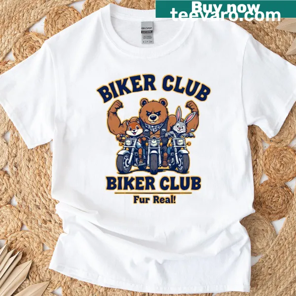 Bold Fut Real graphic typography on a biker-themed T-shirt