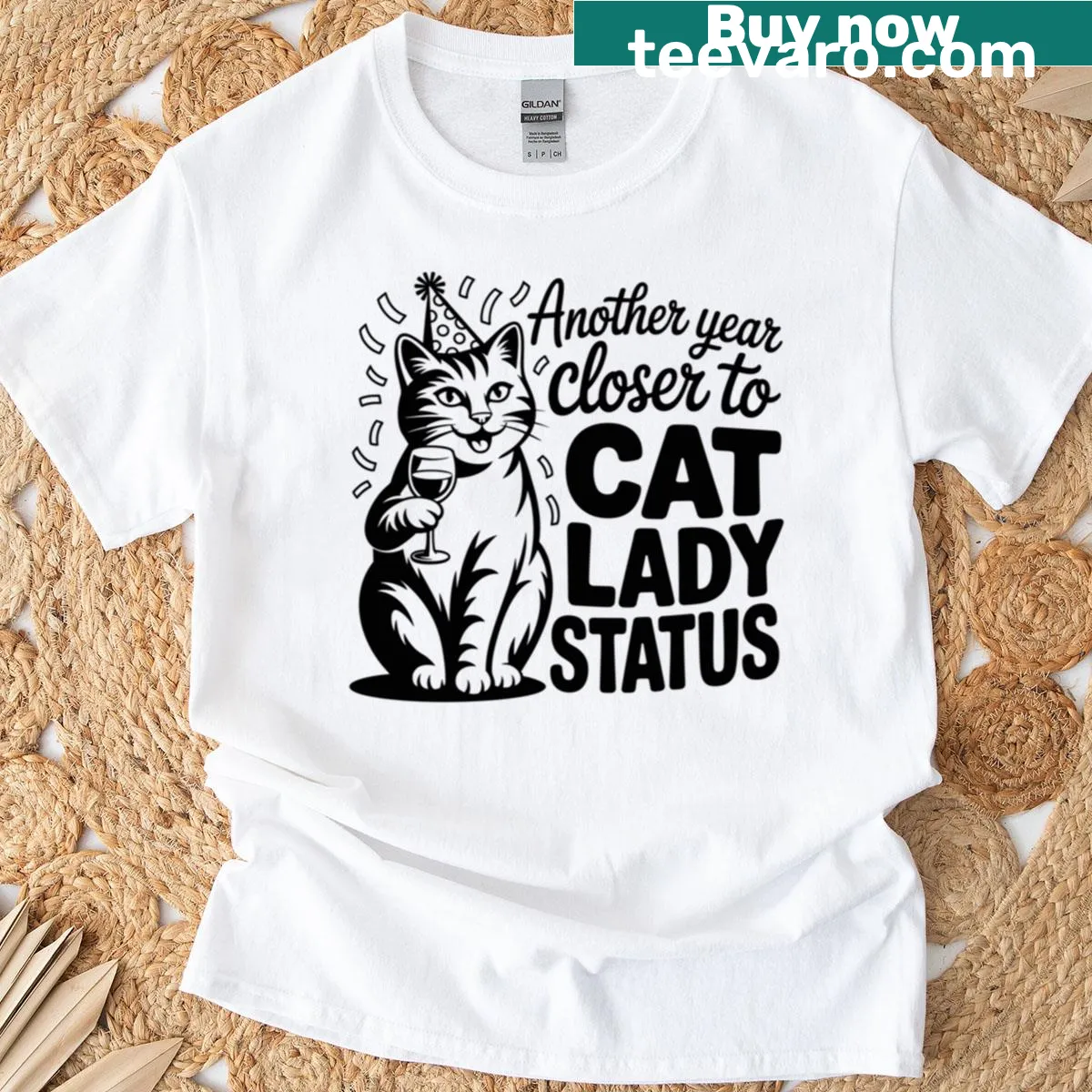 Cute T-shirt with humorous 'Cat Lady Status' design celebrating cats. — on a men's t-shirt