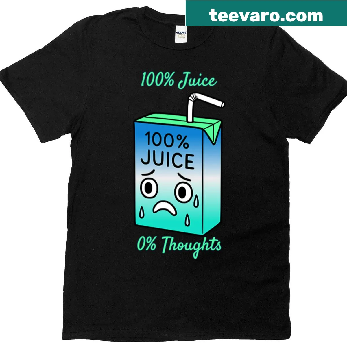 Whimsical graphic of blue juice drink on T-shirt. — on a men's t-shirt