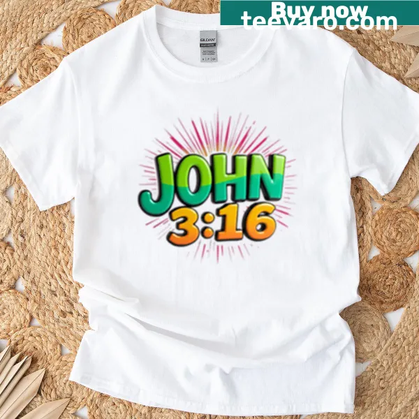 John 3:16 typography design on a T-shirt