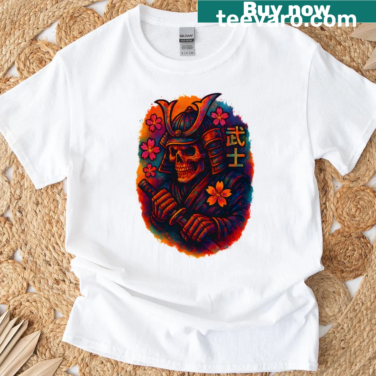 Bold graphic T-shirt featuring 'Bonebushido' text — on a men's t-shirt