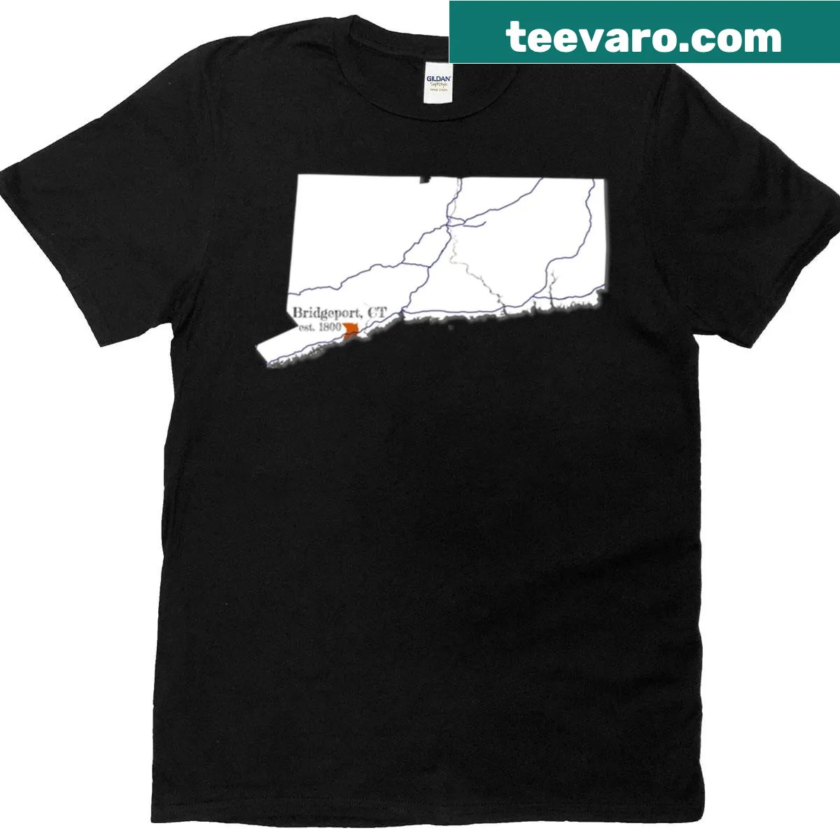 Stylish typography T-shirt featuring 'Bridgeport Ct' — on a men's t-shirt