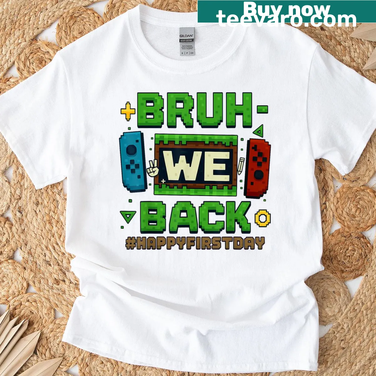 Funny gaming back to school shirt with playful text — on a men's t-shirt