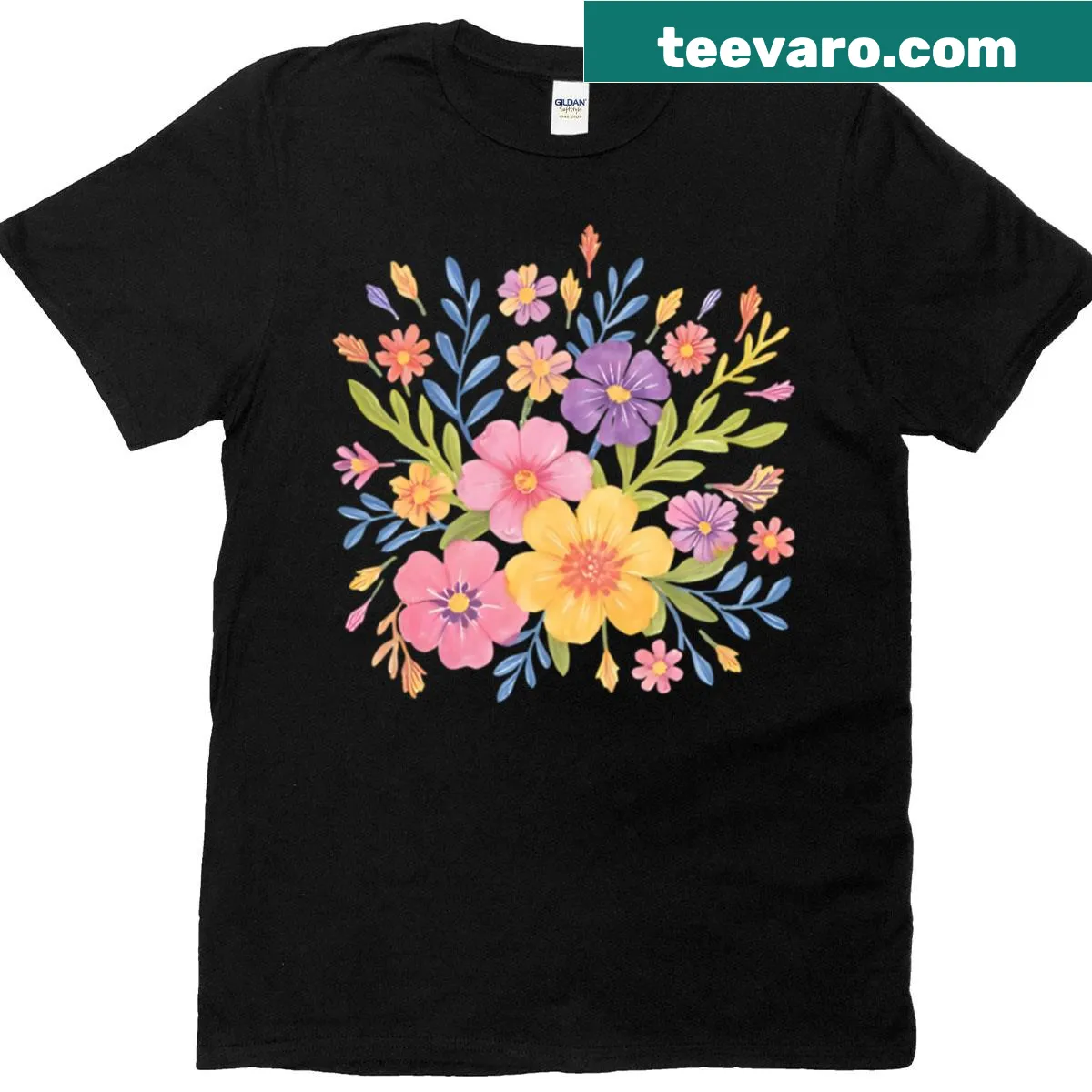 Illustrated flowers design on a stylish t-shirt — on a men's t-shirt