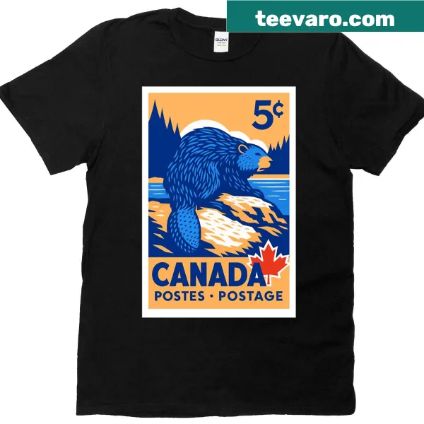 Oversized T-shirt featuring a beaver design in a stamp style