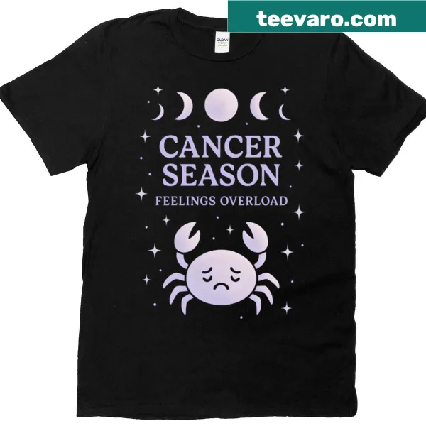Oversized T-shirt with the phrase 'Feelings Overload' for Cancer season