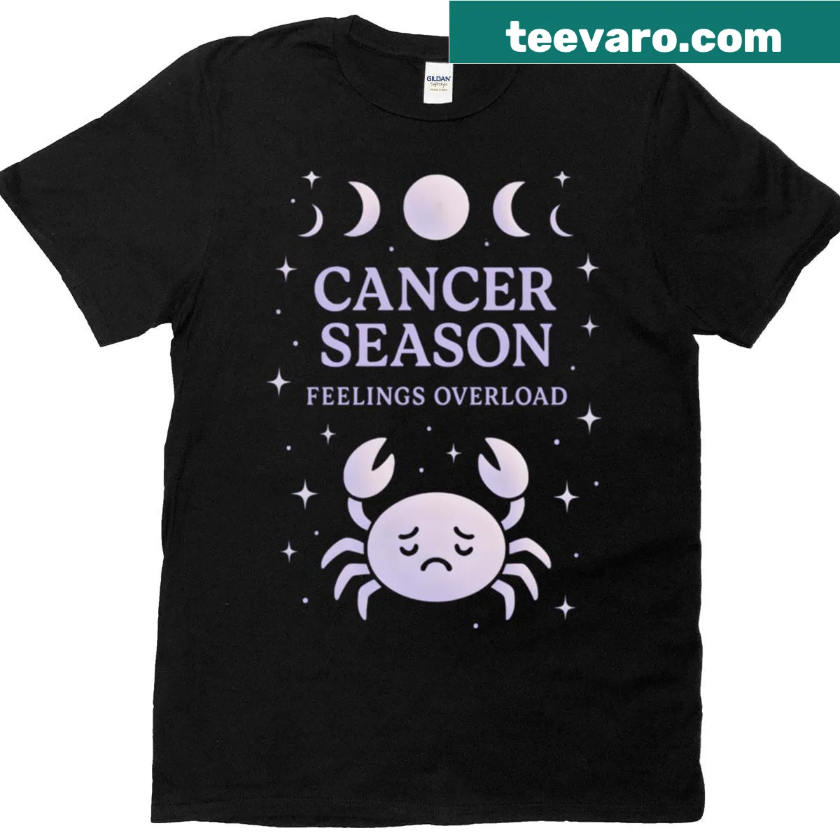 Oversized T-shirt with the phrase 'Feelings Overload' for Cancer season — on a men's t-shirt