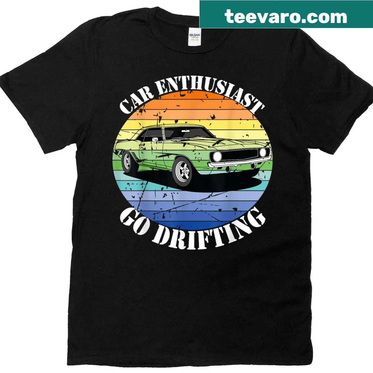 Funny car enthusiast t-shirt with drifting theme — on a men's t-shirt