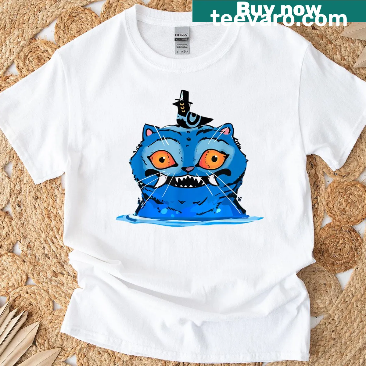 Charming cat graphic on an officially licensed t-shirt — on a men's t-shirt